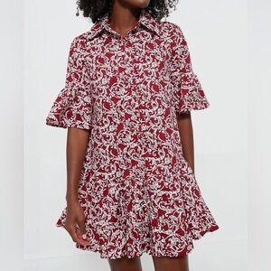 NWT Hyacinth House - Maroon Vines Vera Shirt Dress